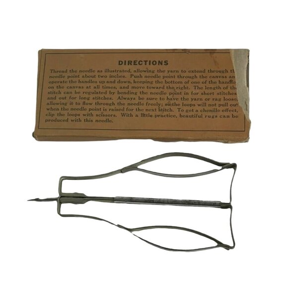Vintage Rag Rug Shuttle Needle Punch No 5 Betsey Ross Yarn or Rags Original Box - Picture 5 of 8